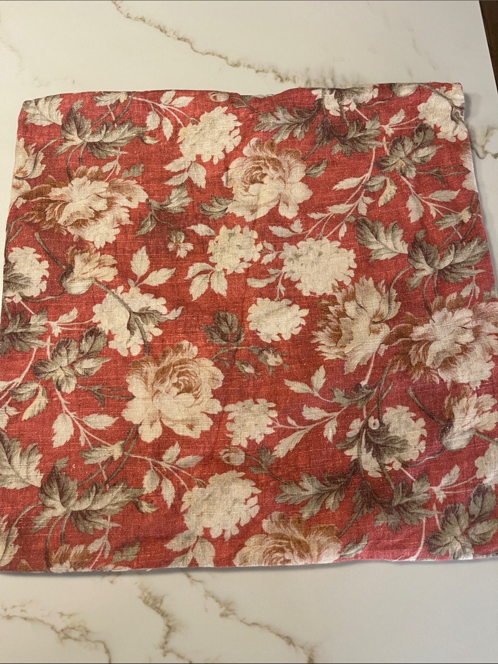 Pottery Barn Floral Pillow Cover in Rust and Cream Floral